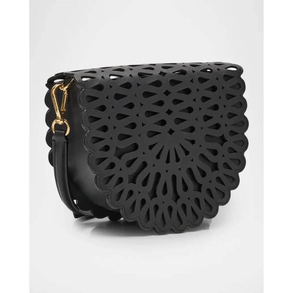 NEW SIMKHAI women's mccall laser cut leather saddle bag in black